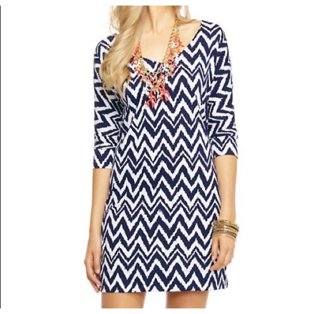 Lilly Pulitzer Eliza cotton Dress Size S Get Your Chev On blue